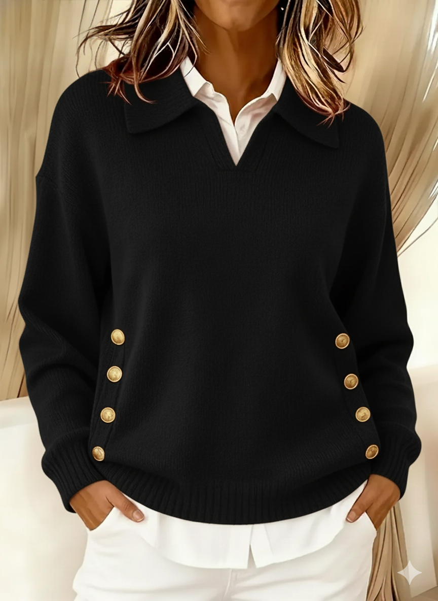 V-Neck Sweater with Collar