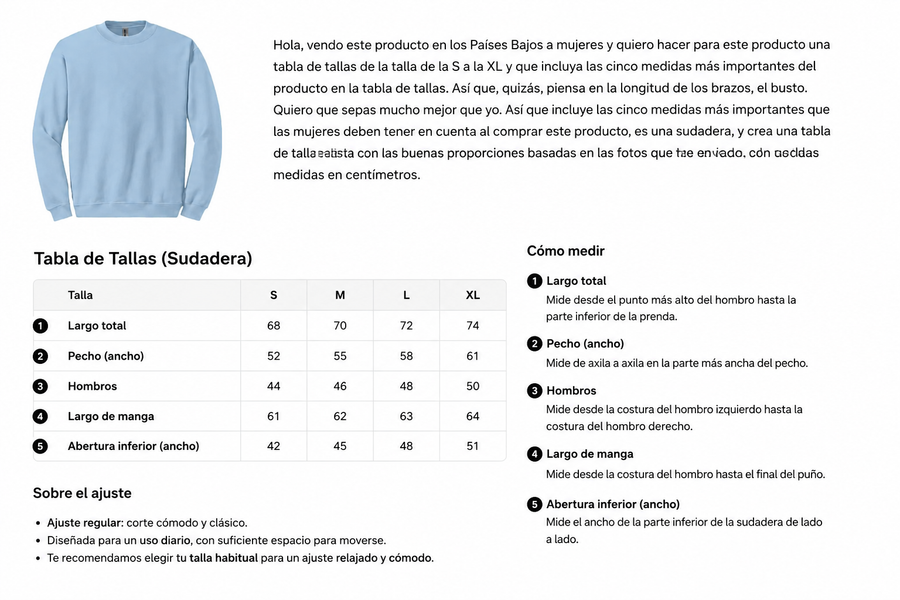 Tshirt informatie