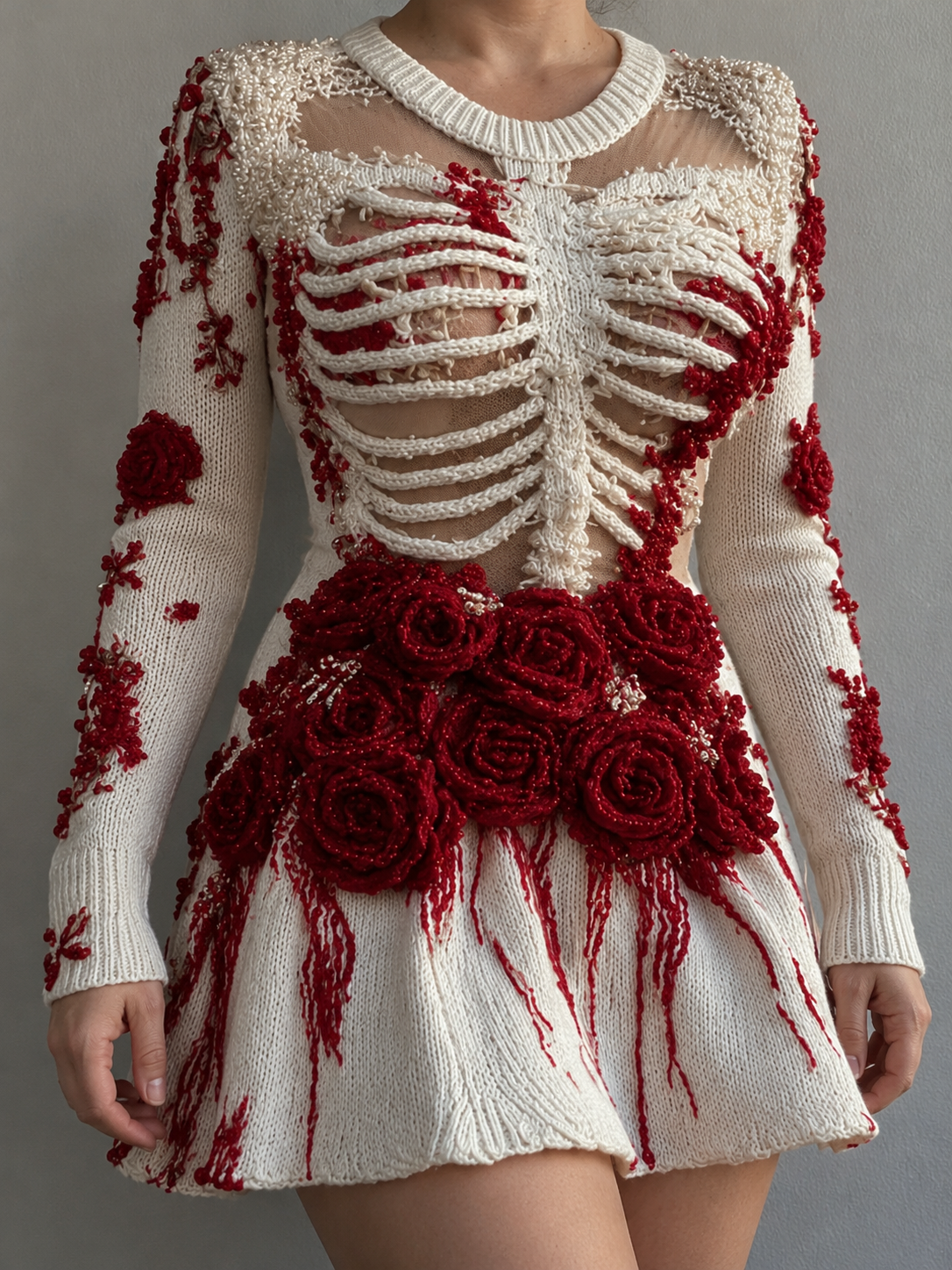 Women's Long Sleeve White Mini Dress | Halloween