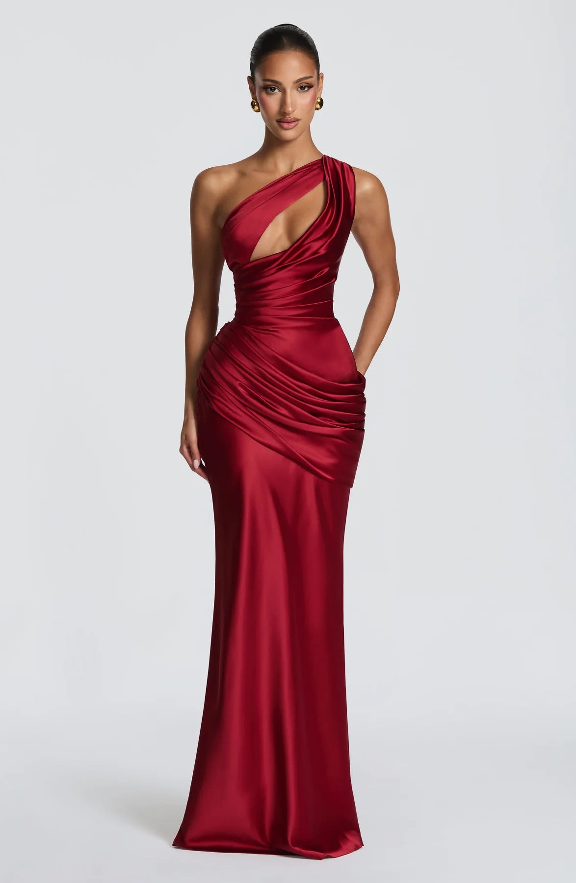 One-Shoulder Mermaid Evening Gown With Fitted Waist