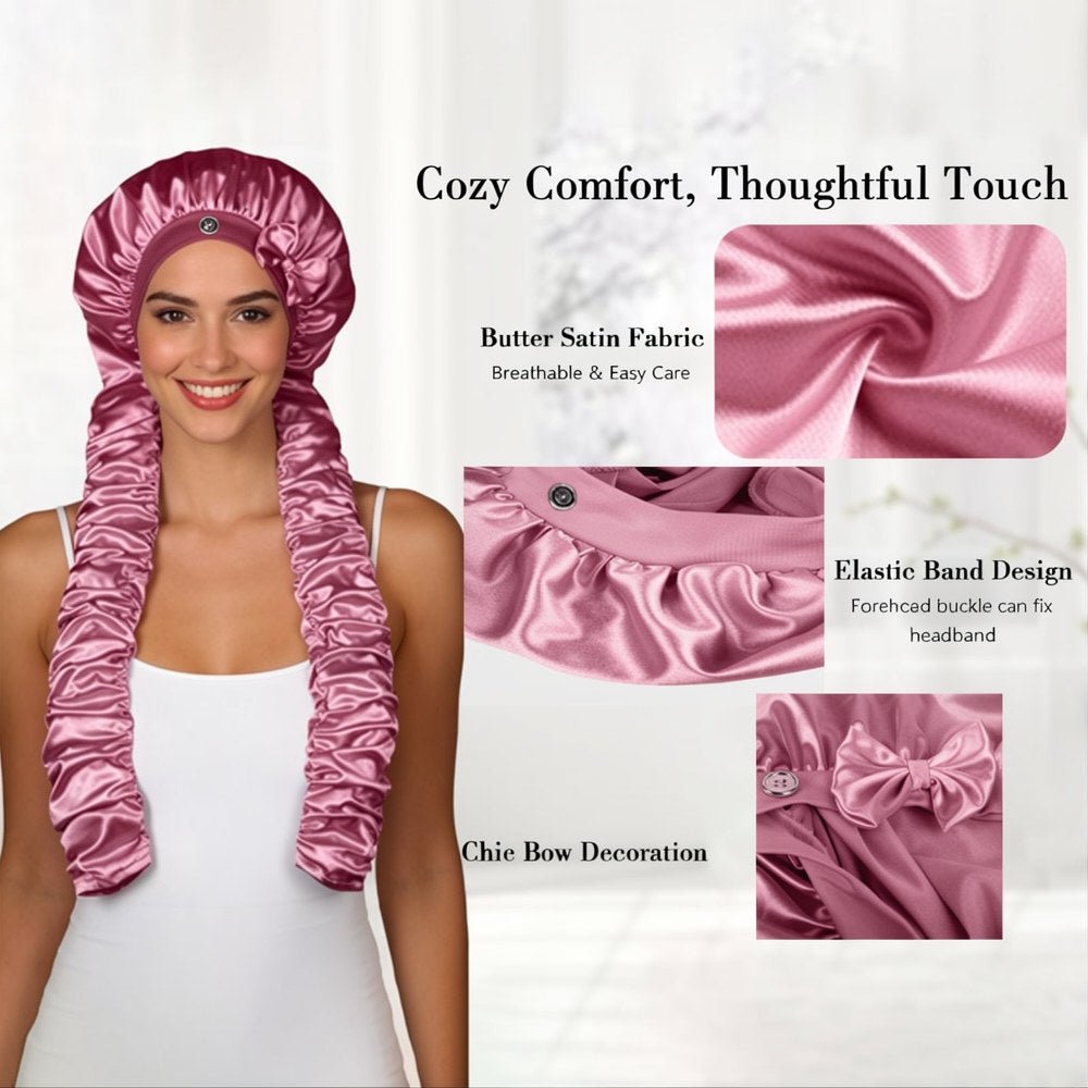 Satin Stretch Non-Slip Sleep Bonnet for Curly Hair