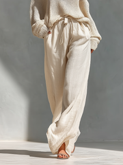MARIA |  Knit Fabric Cold-Shoulder Turtleneck Top & Wide-Leg Pants Set
