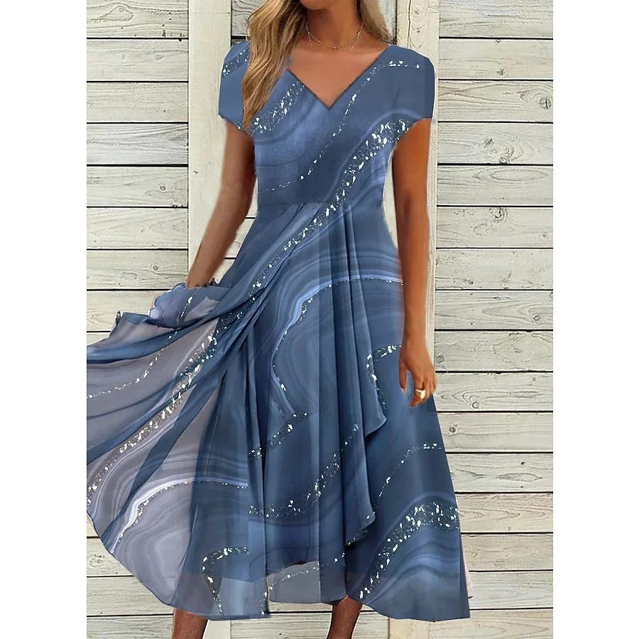 Josephine™  Elegant V-Neck Midi Dress