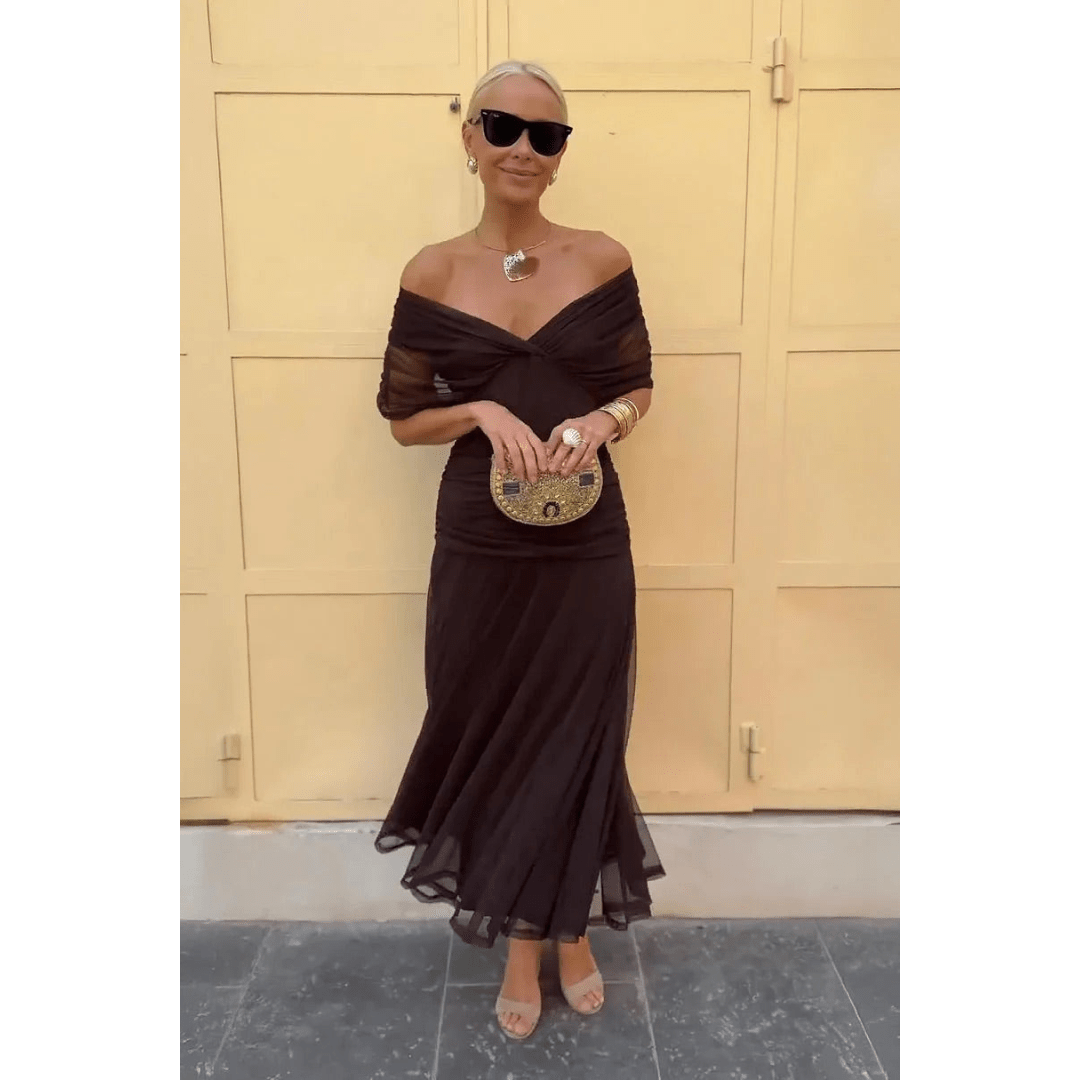 Norma - Off-Shoulder Chiffon Wrap Dress  | FINAL SALE