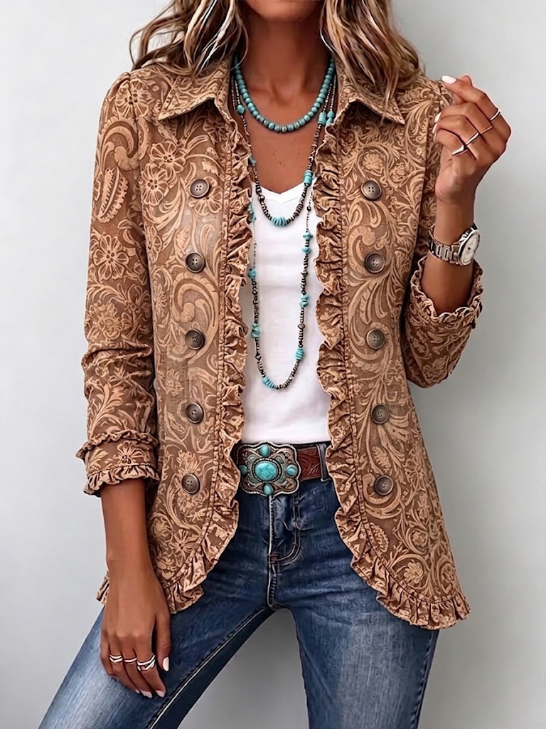 Bethany | Vintage Bohemian Floral Ruffle Jacket