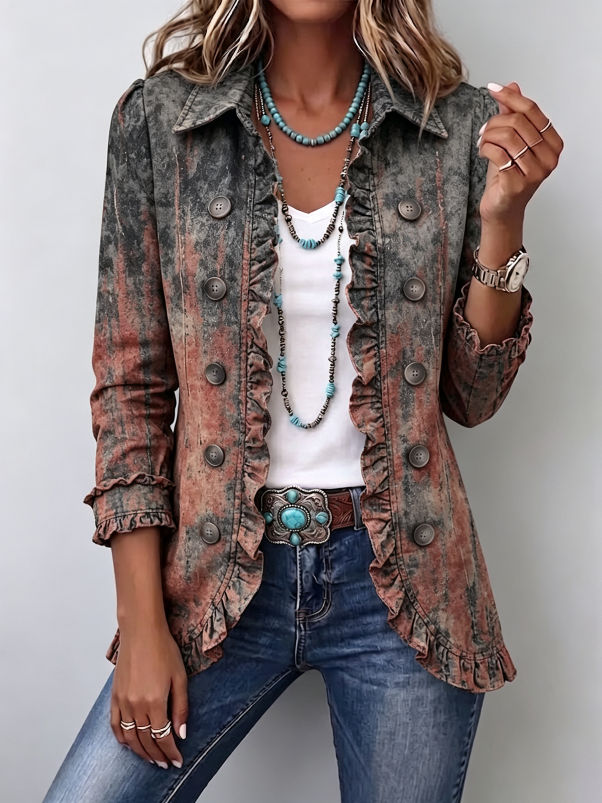 Dani | Vintage Gradient Ruffle Jacket