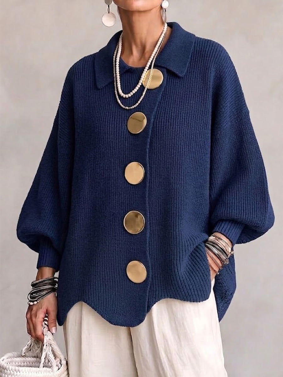Isadora | Oversized Gold Button Cardigan | FINAL SALE
