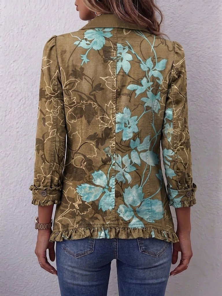 Karina | Boho Gradient Floral Ruffle Jacket