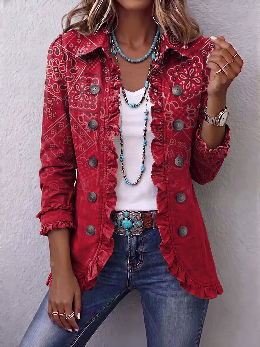 Chana | Bohemian Paisley Ombre Ruffle Jacket
