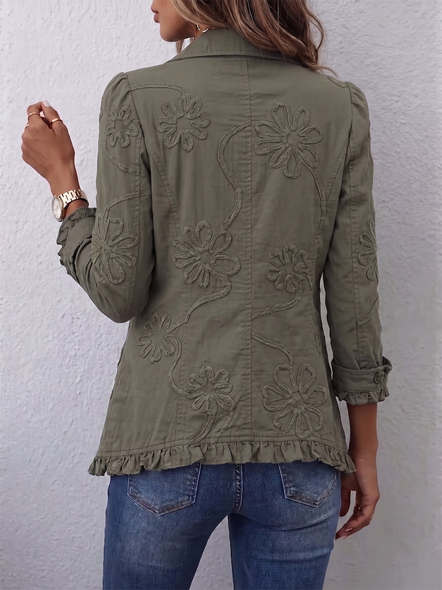 Elina | Boho-Chic Floral Embroidered Ruffle Jacket