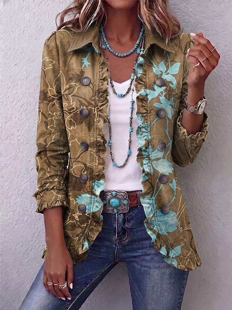 Karina | Boho Gradient Floral Ruffle Jacket