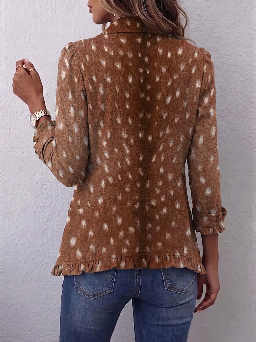 Kenna | Bohemian Animal-Print Ruffle Jacket