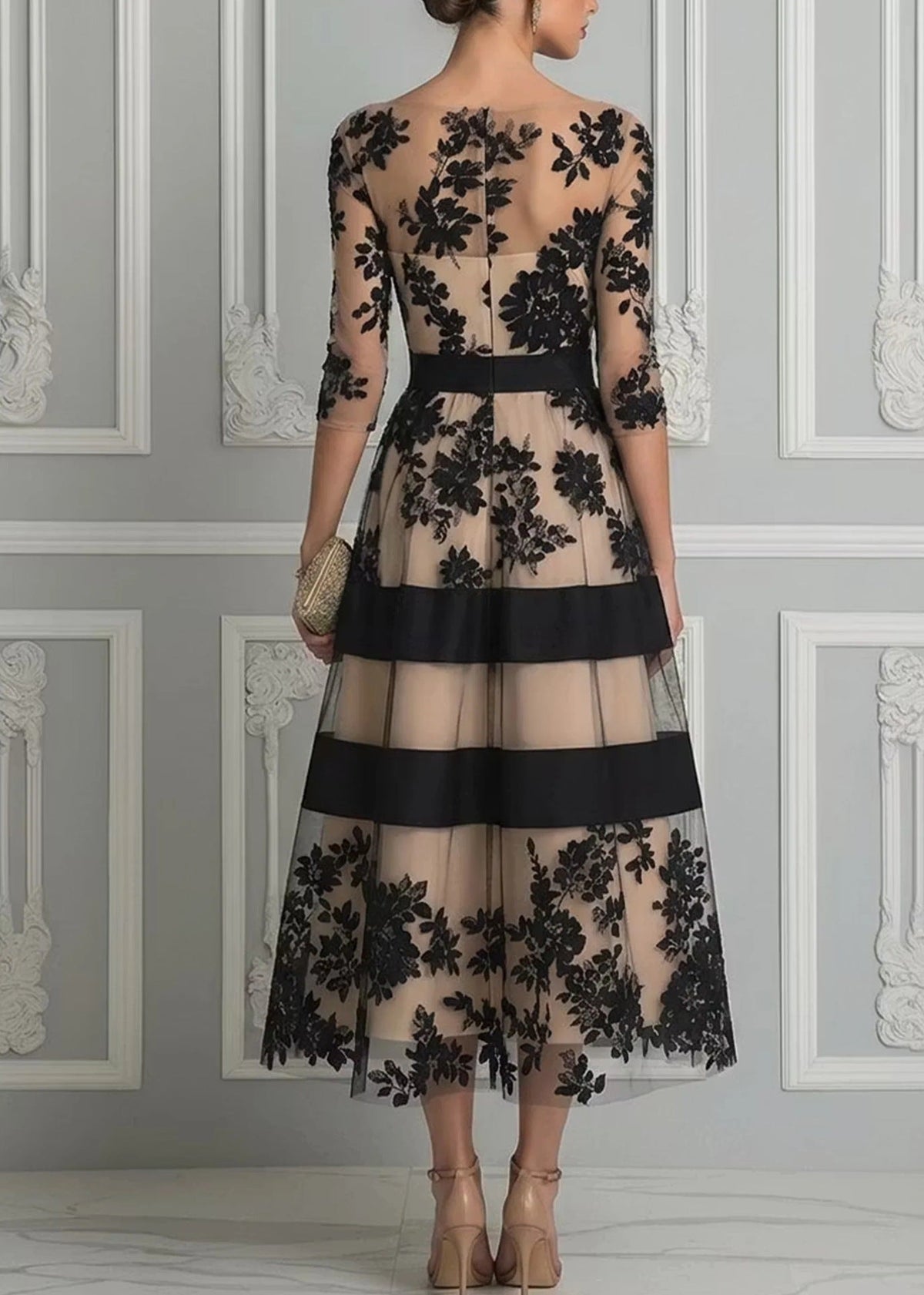 Caterina | Floral Lace Evening Dress