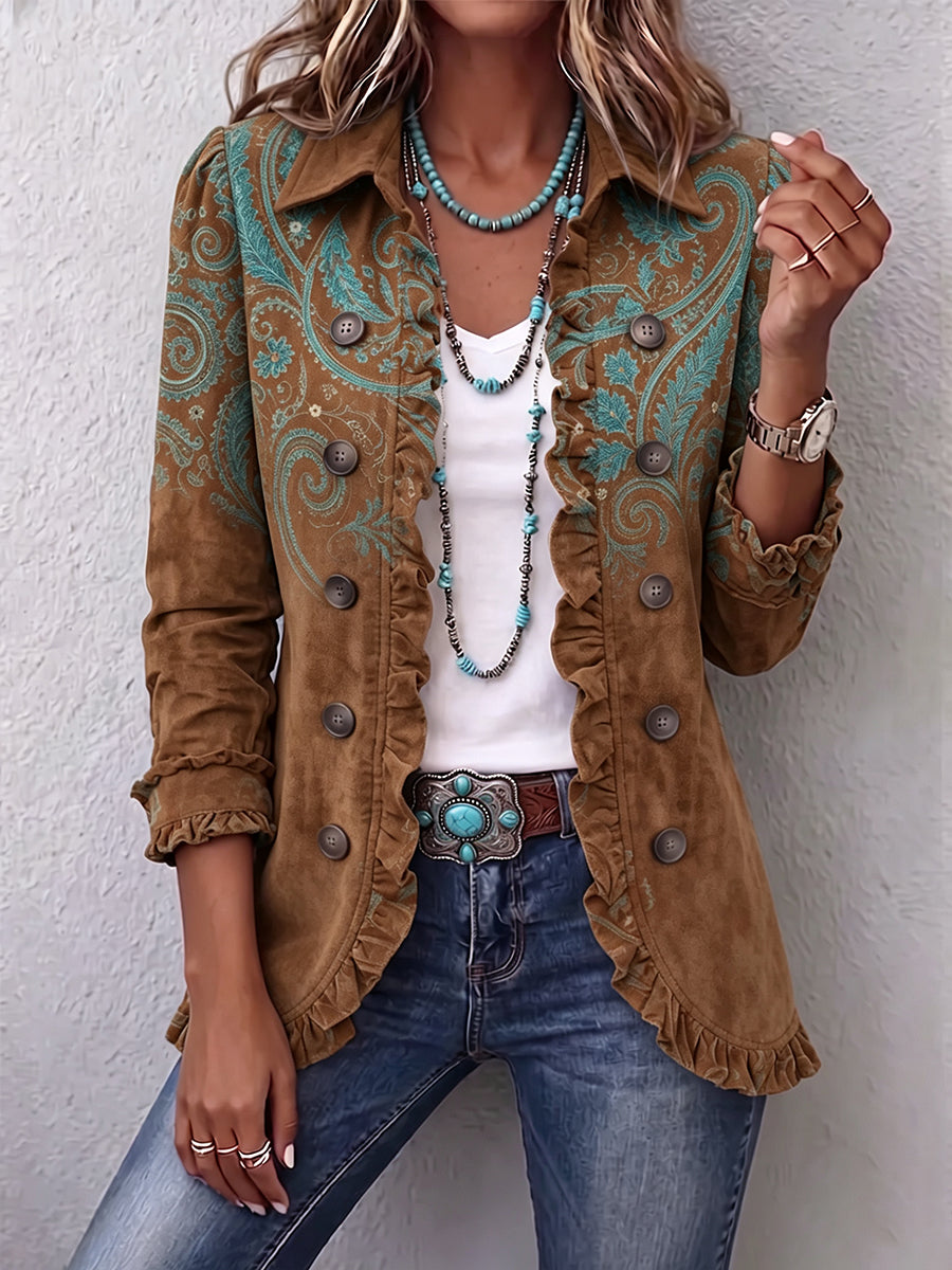Kaeli | Paisley Print Ruffle Jacket