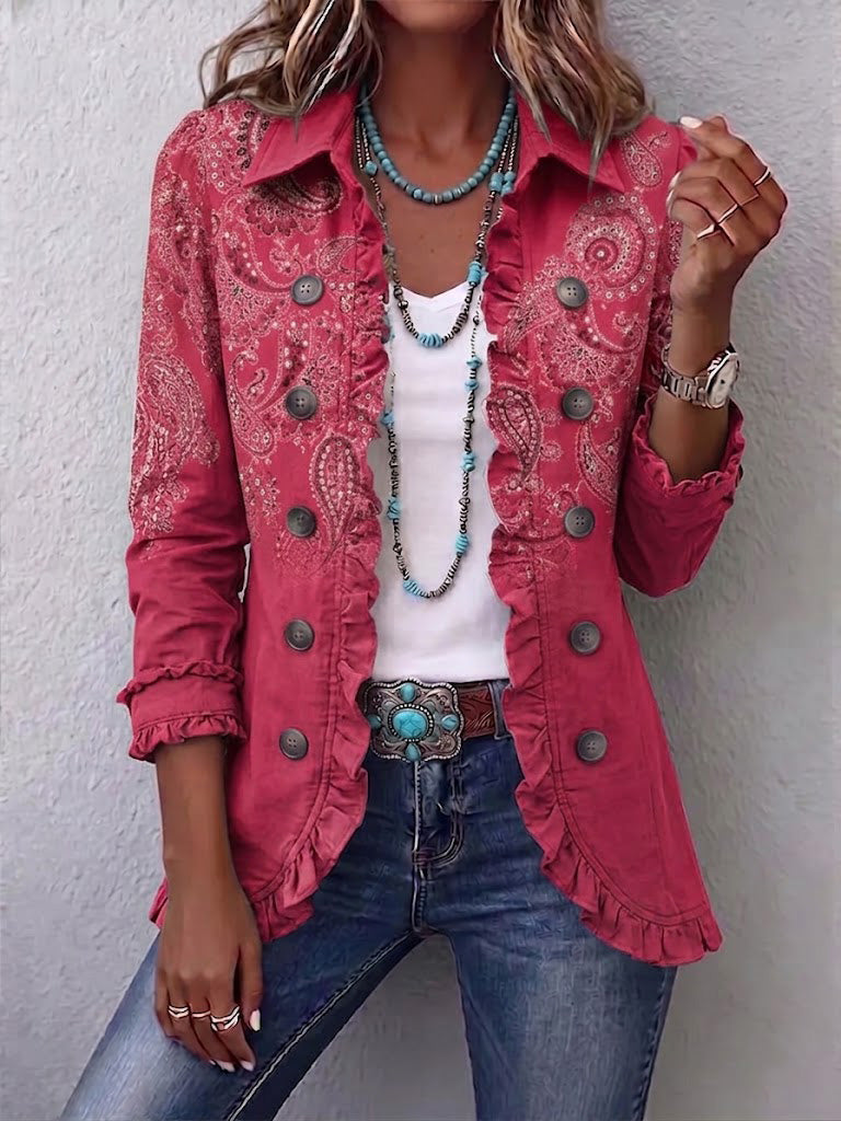 Dallas | Vintage Paisley Ruffle Jacket