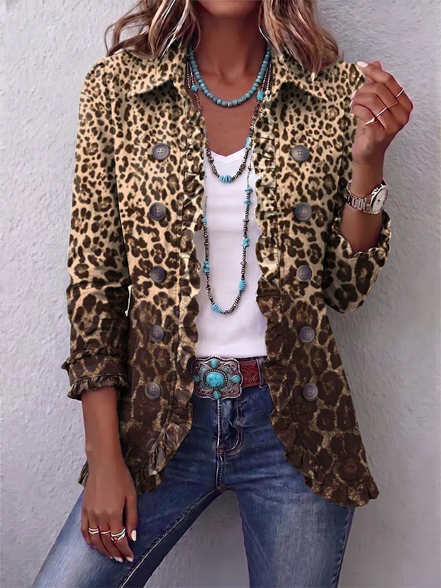 Billie | Leopard Print Ruffle Jacket