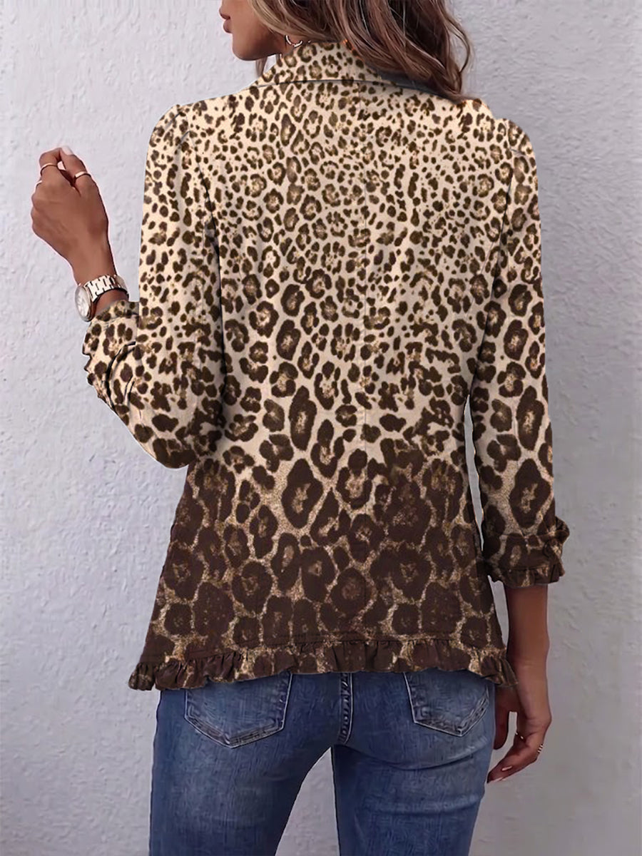 Billie | Leopard Print Ruffle Jacket