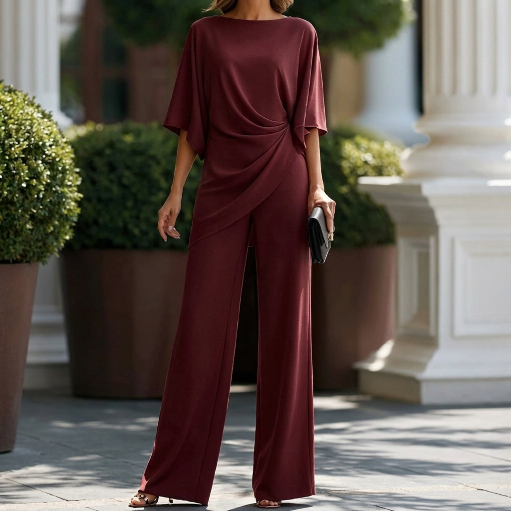 Gabriela | Draped Blouse & Wide-Leg Pant Set | FINAL SALE
