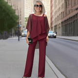 SARAH | Chiffon Top ＆ Wide-Leg Pants 2-Piece Set