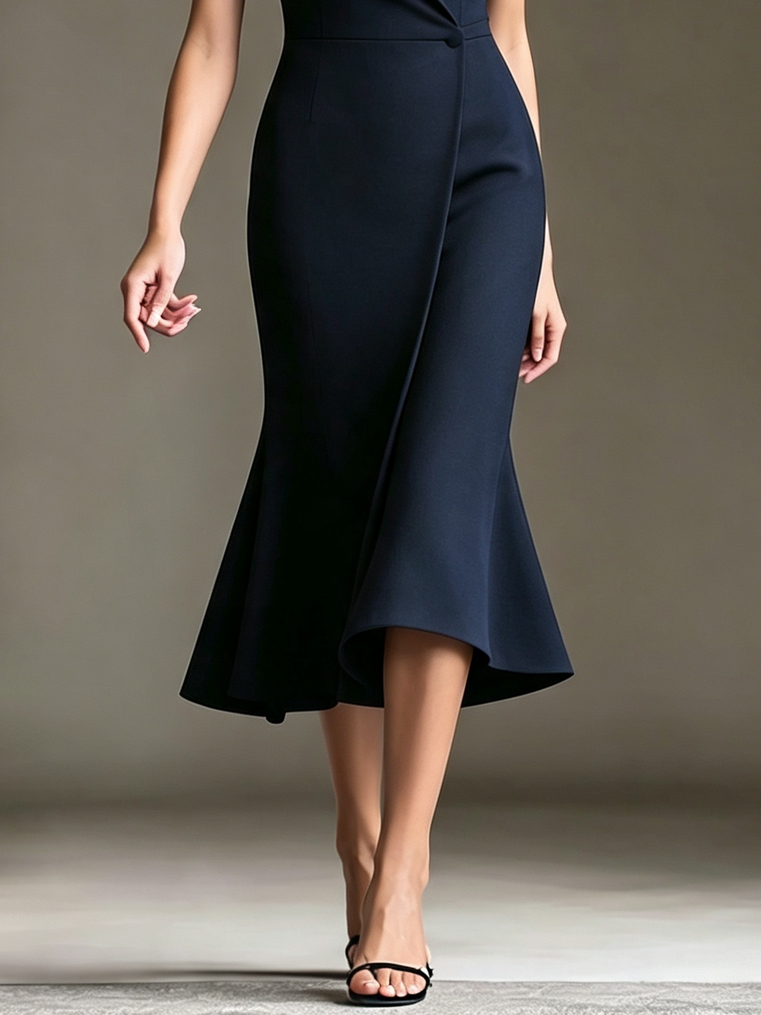 Women Sleeveless Blazer Midi Dress, V Neck Wrap Fishtail Bodycon Office Dress